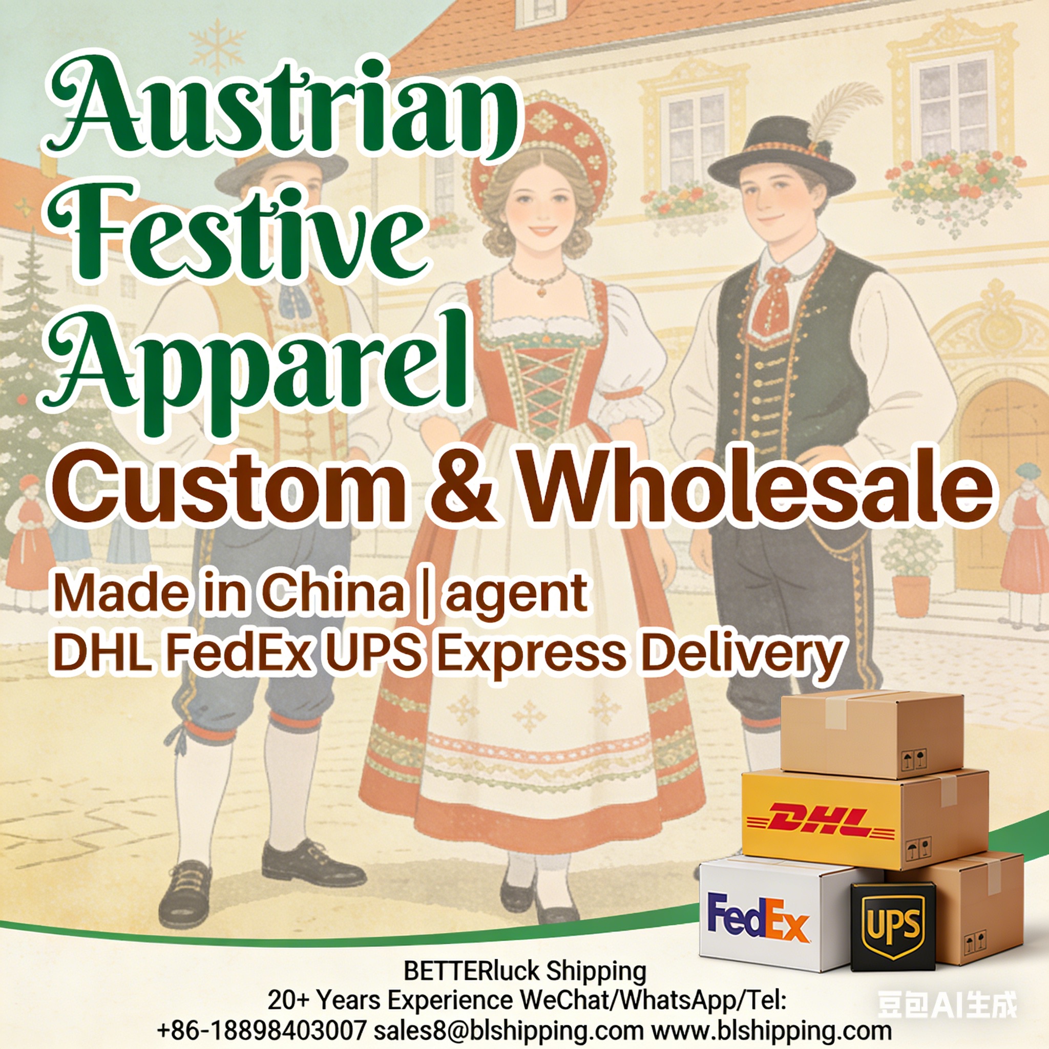 Austrian Festive Apparel China air courier express delivery fast