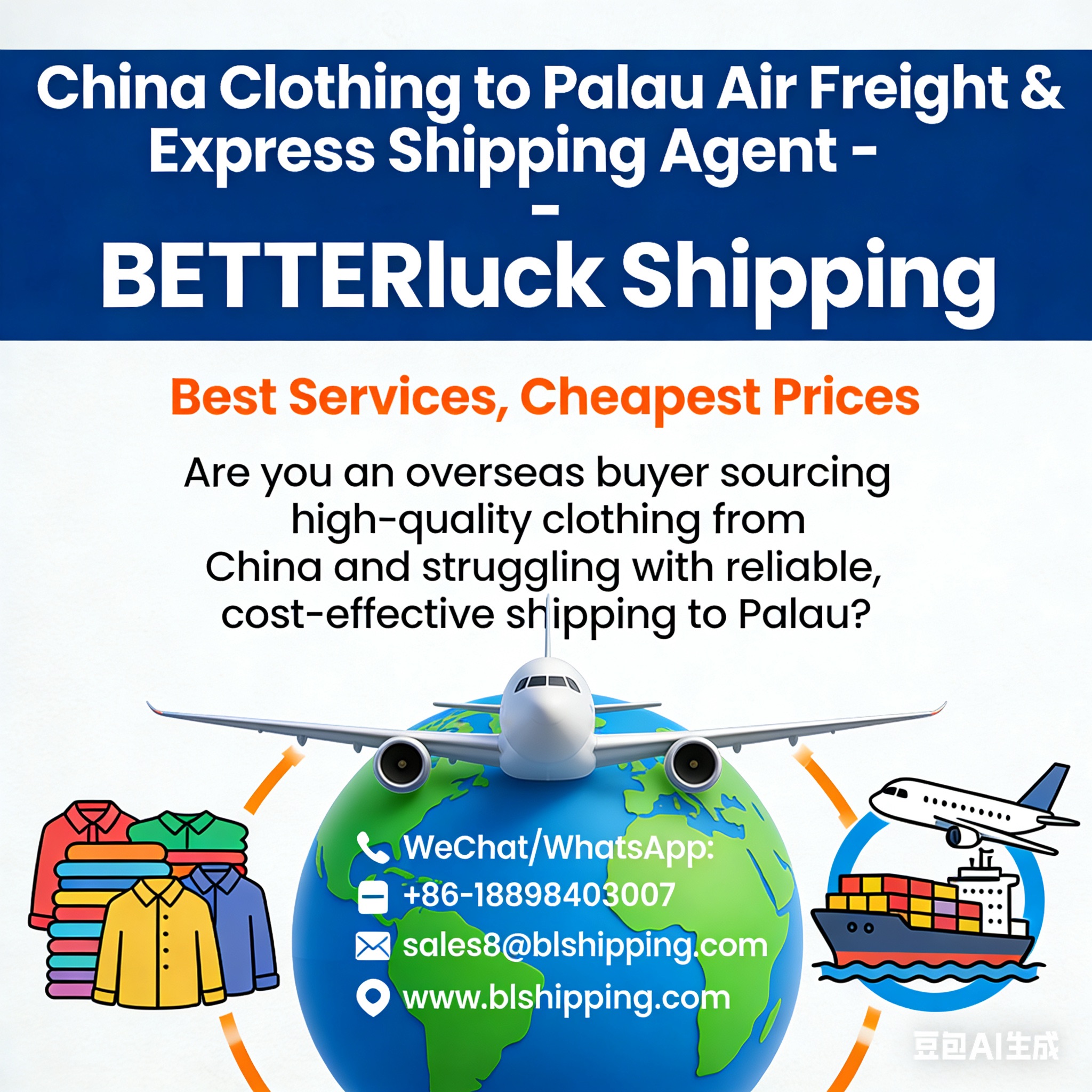 China Clothing to Palau Air Freight Express Shipping Agent