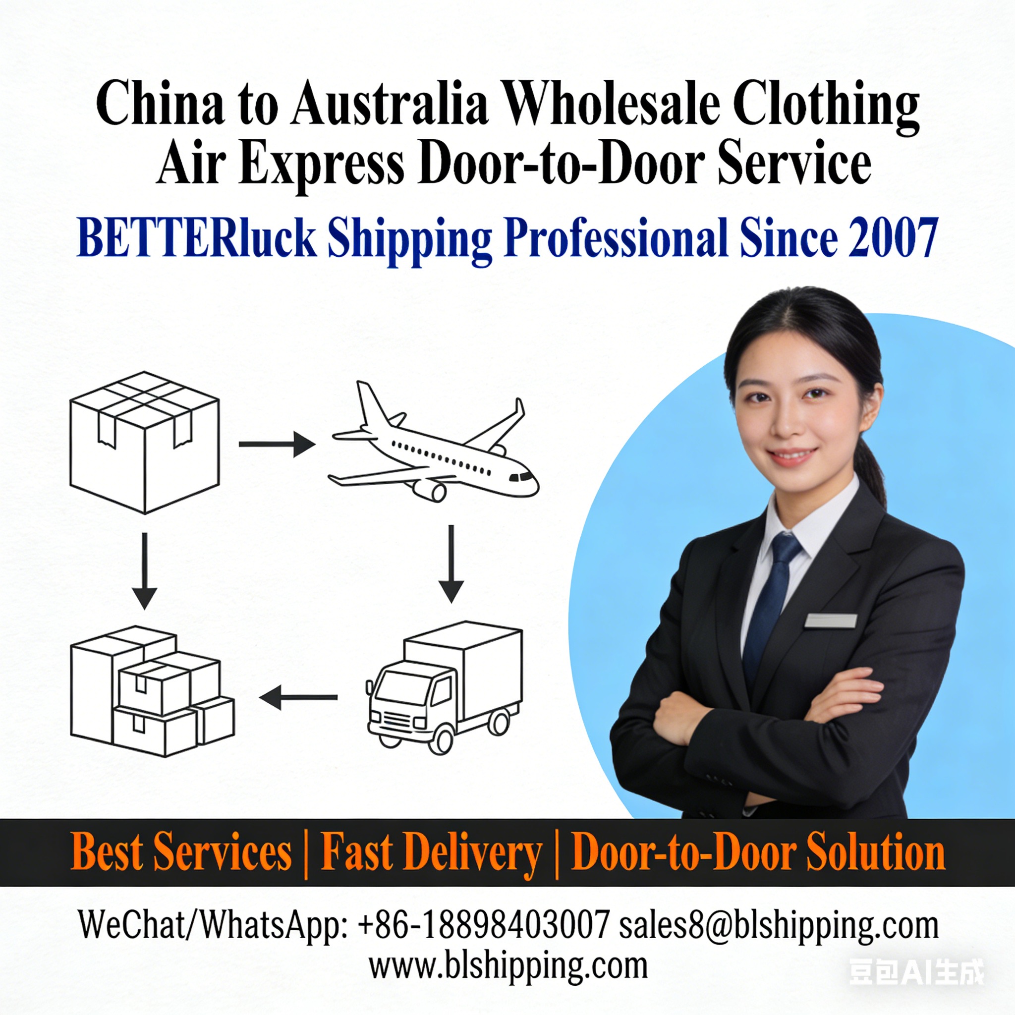 China to Australia clothing air express door-to-door service