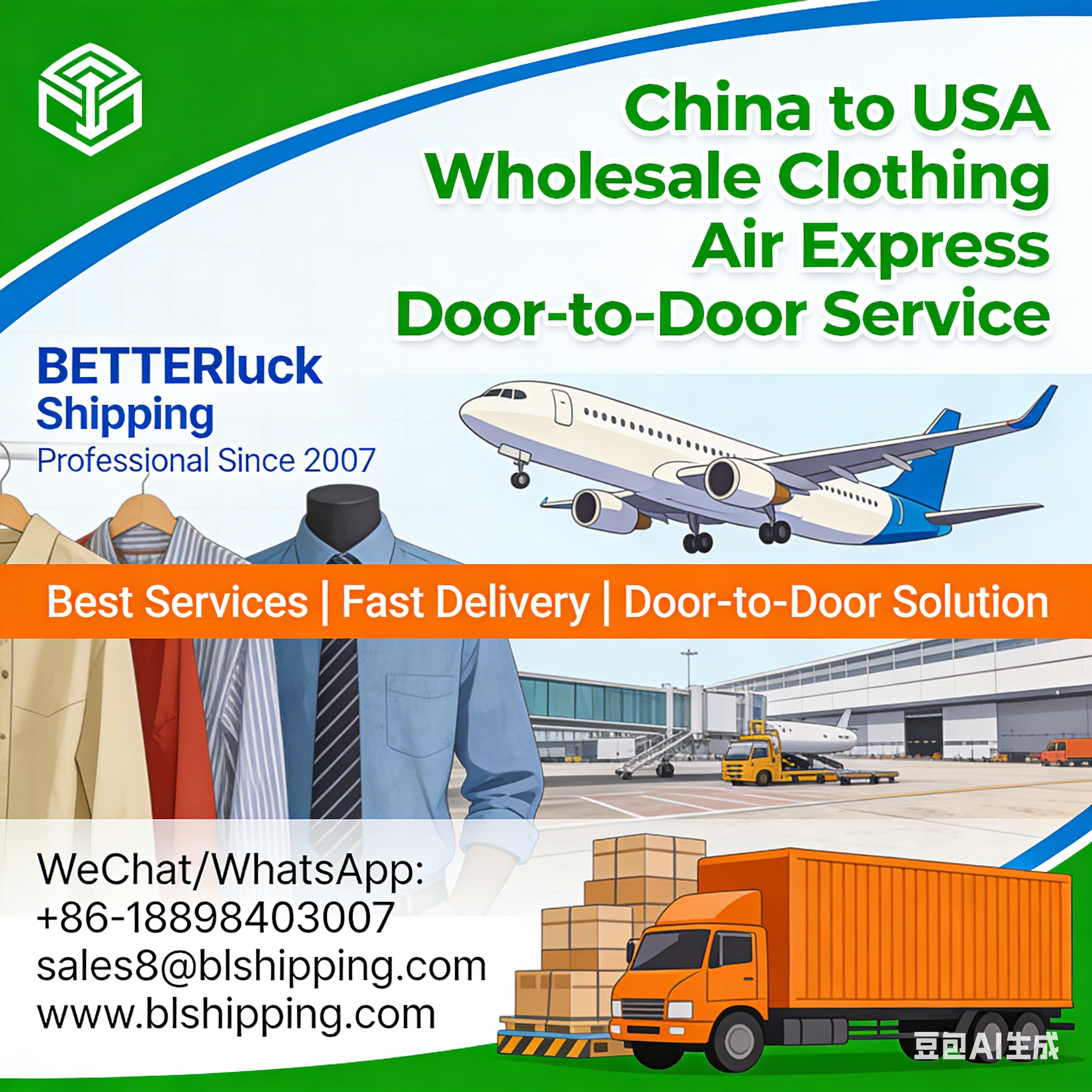 China to USA Clothing Air Express Door-to-Door Service