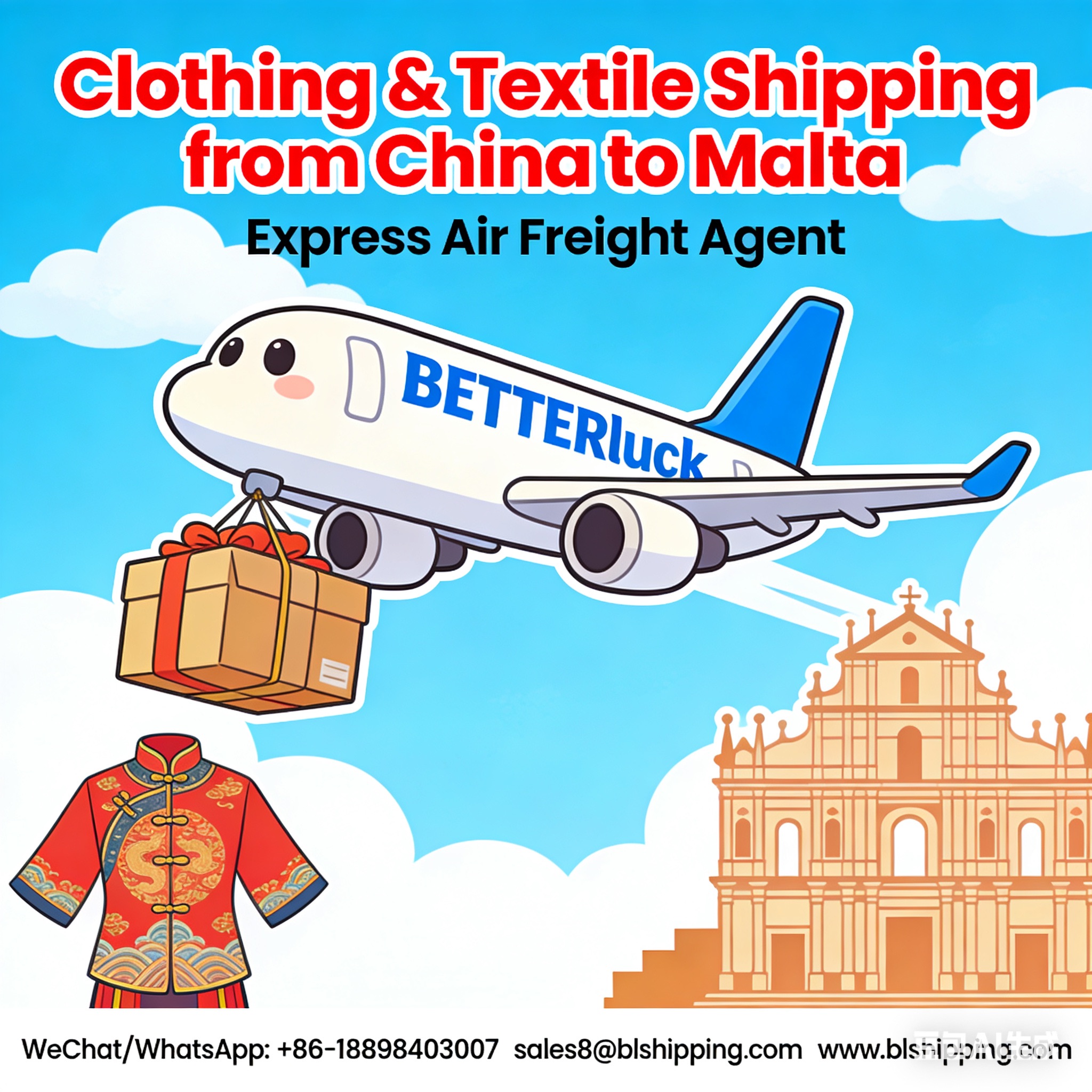 Clothing Shipping from China to Malta Express Air Freight Agent