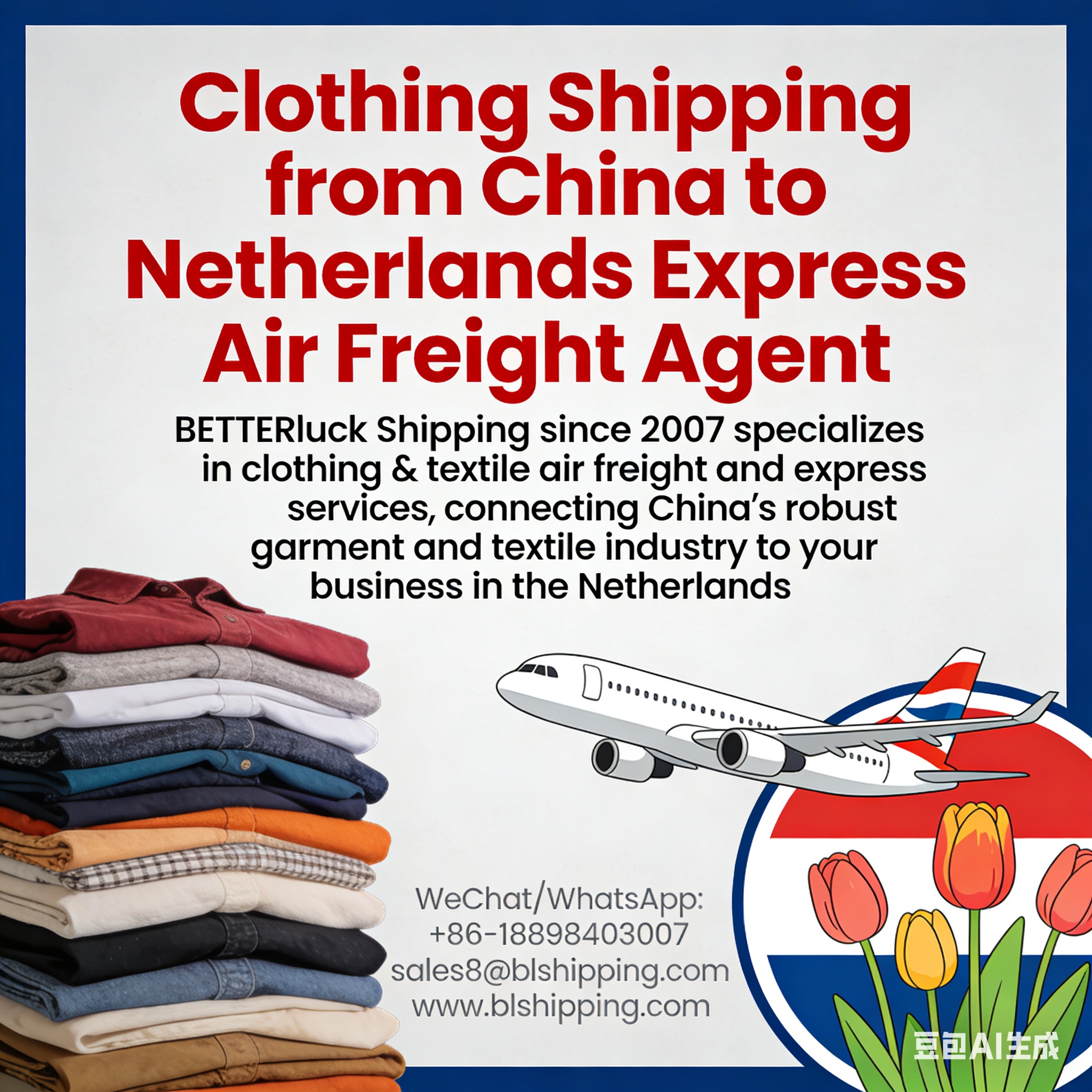 Clothing Shipping from China to Netherlands Express Air Freight