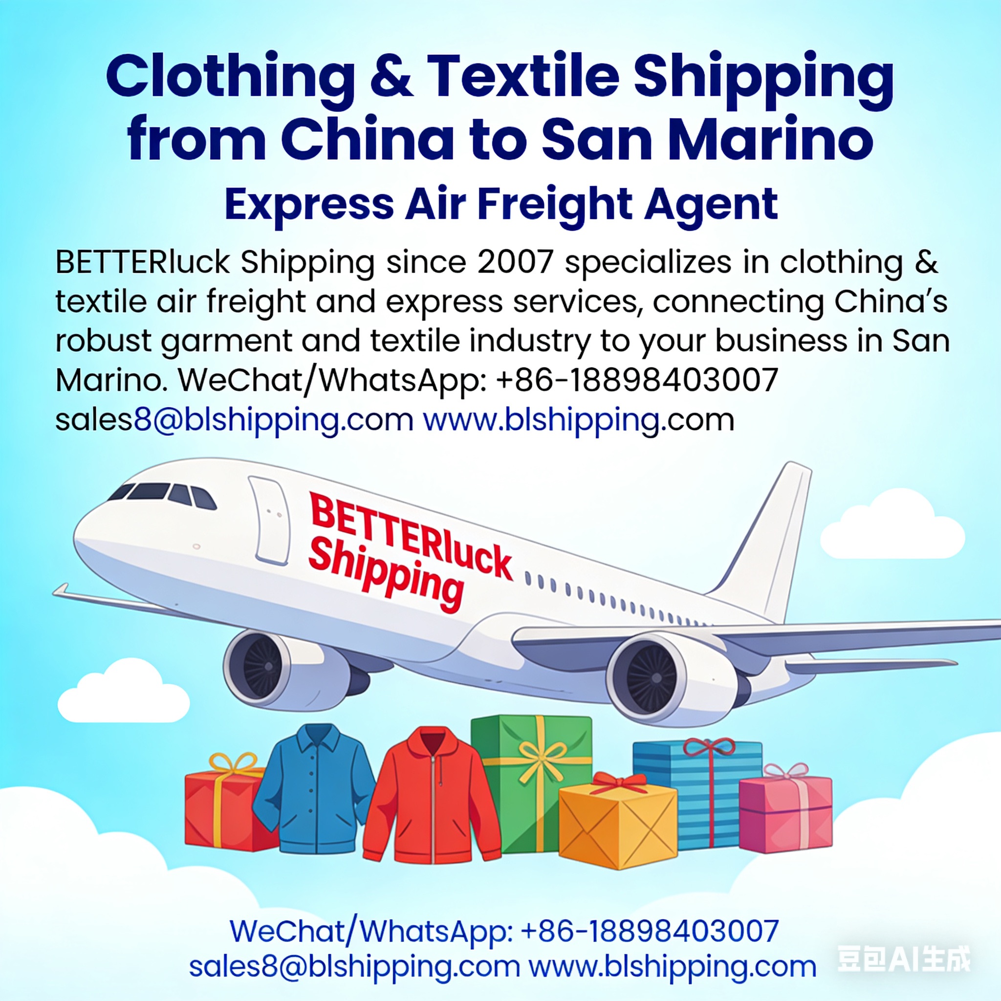 Clothing Shipping from China to San Marino Express Air Freight