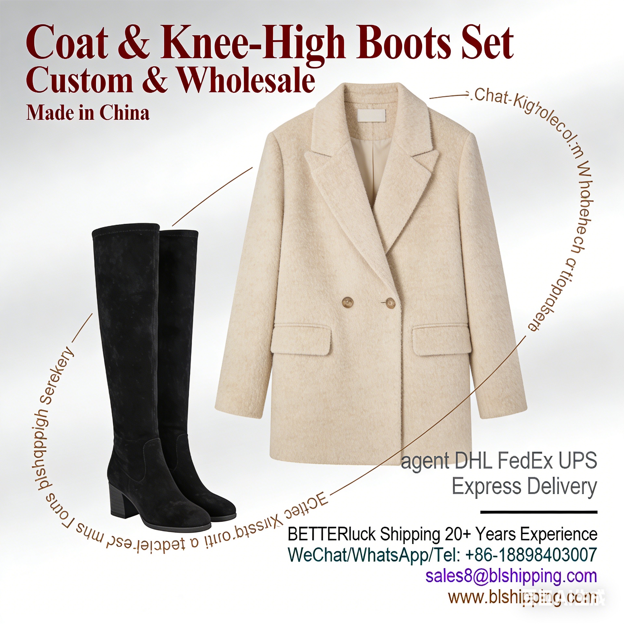 Coat Knee-High Boots Set China air courier express delivery fast