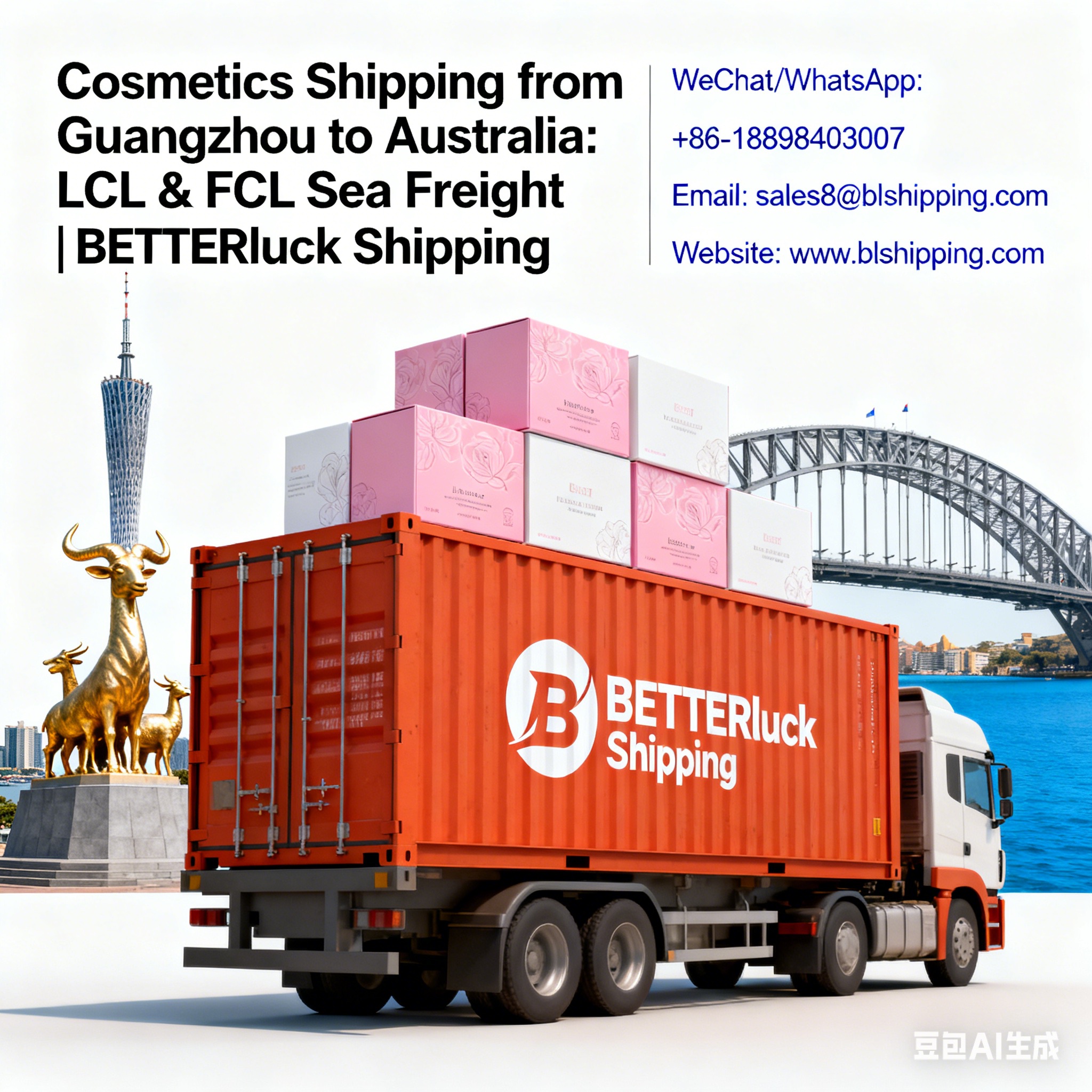 Cosmetics from Guangzhou to Australia LCL Sea Freight agent