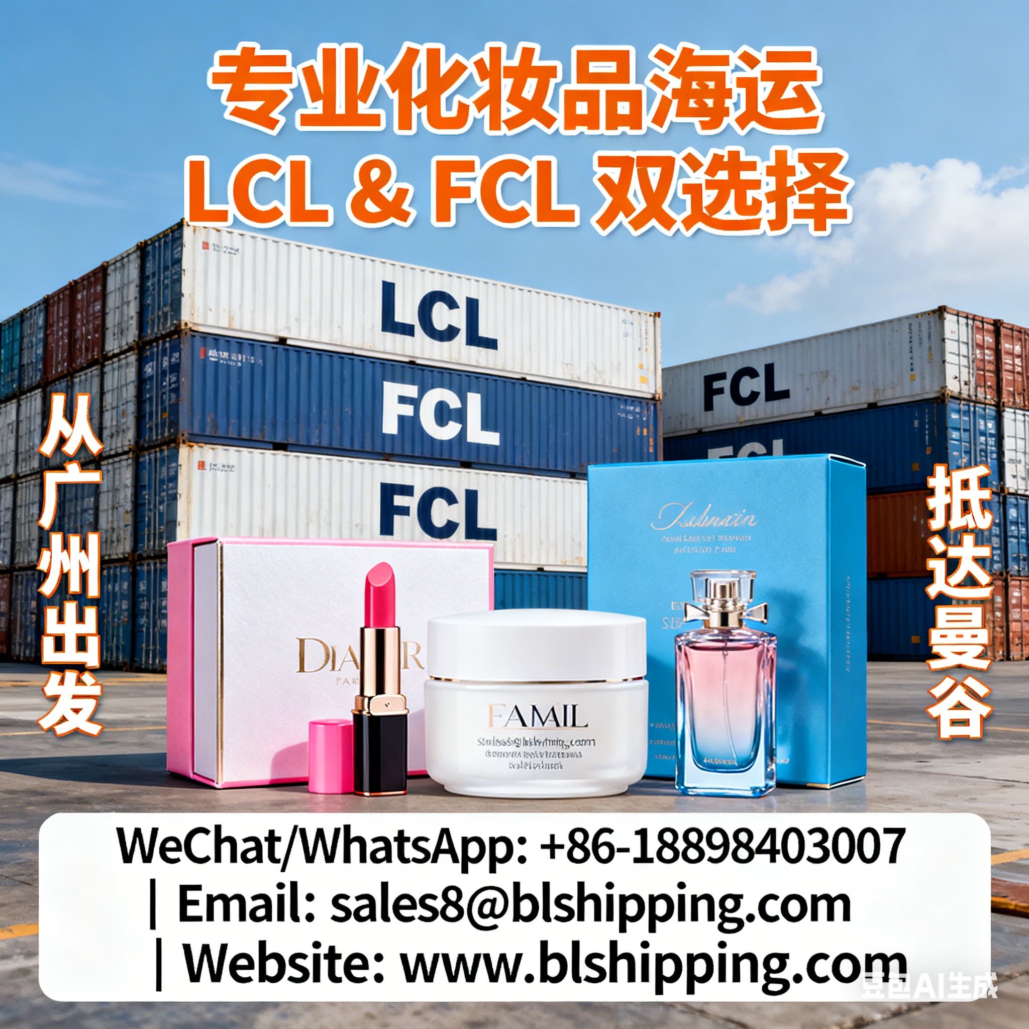 Cosmetics from Guangzhou to Bangkok LCL Sea Freight agent