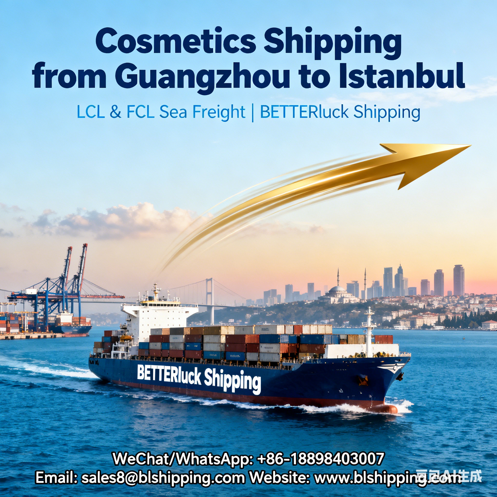 Cosmetics from Guangzhou to Istanbul LCL Sea Freight agent