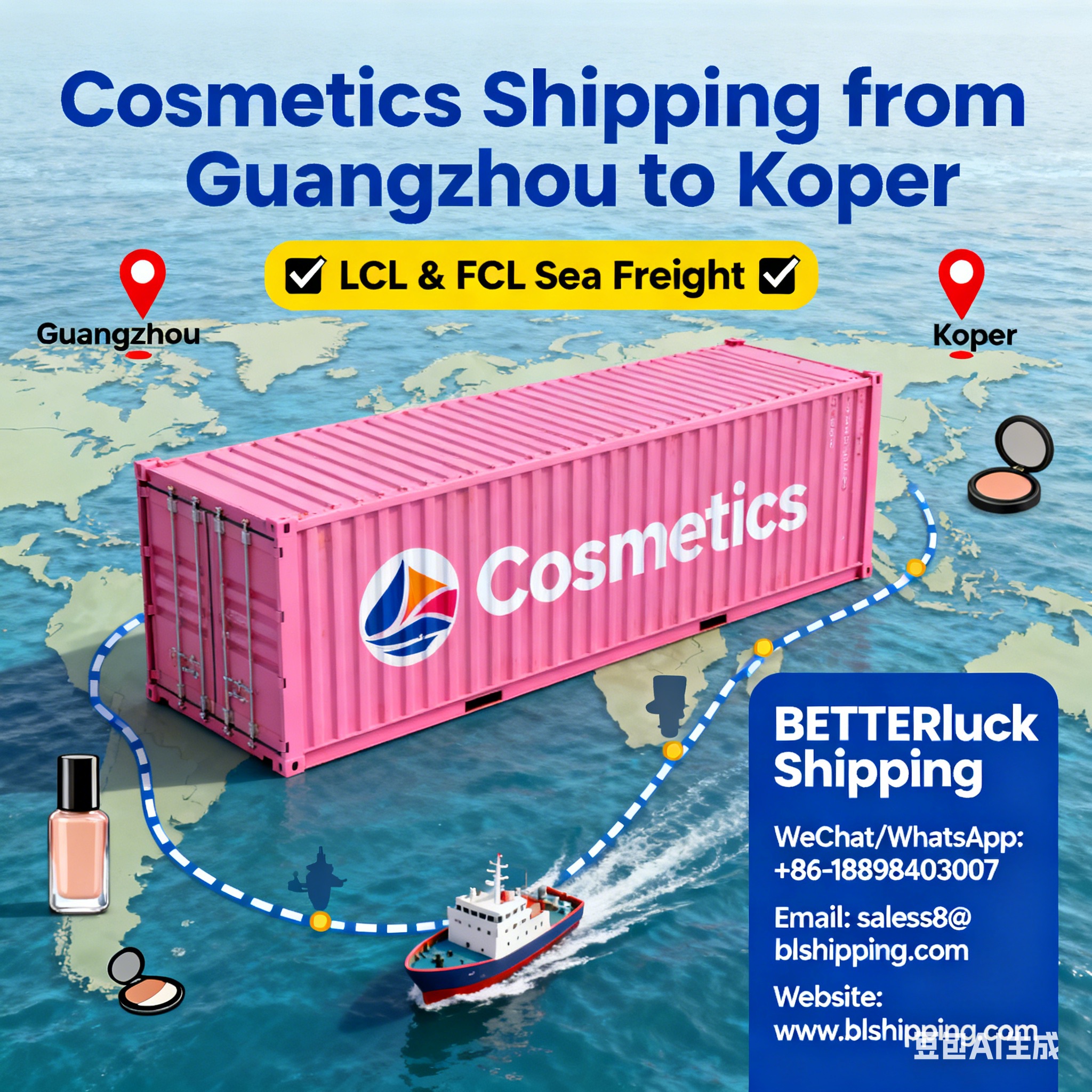 Cosmetics from Guangzhou to Koper LCL Sea Freight agent