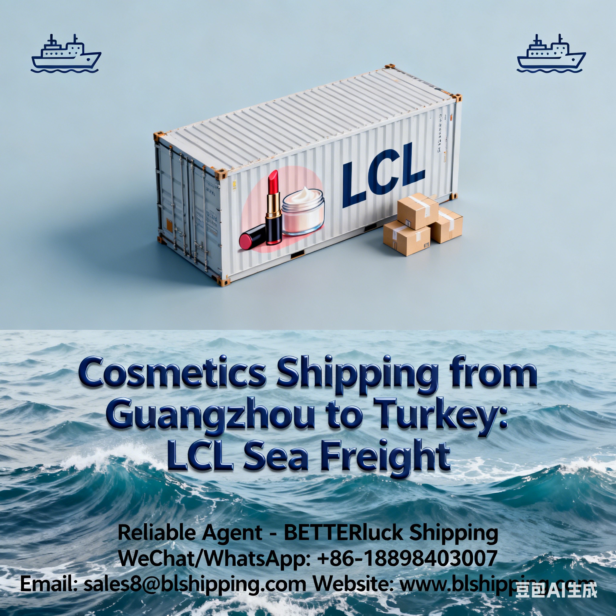 Cosmetics from Guangzhou to Turkey LCL Sea Freight Agent