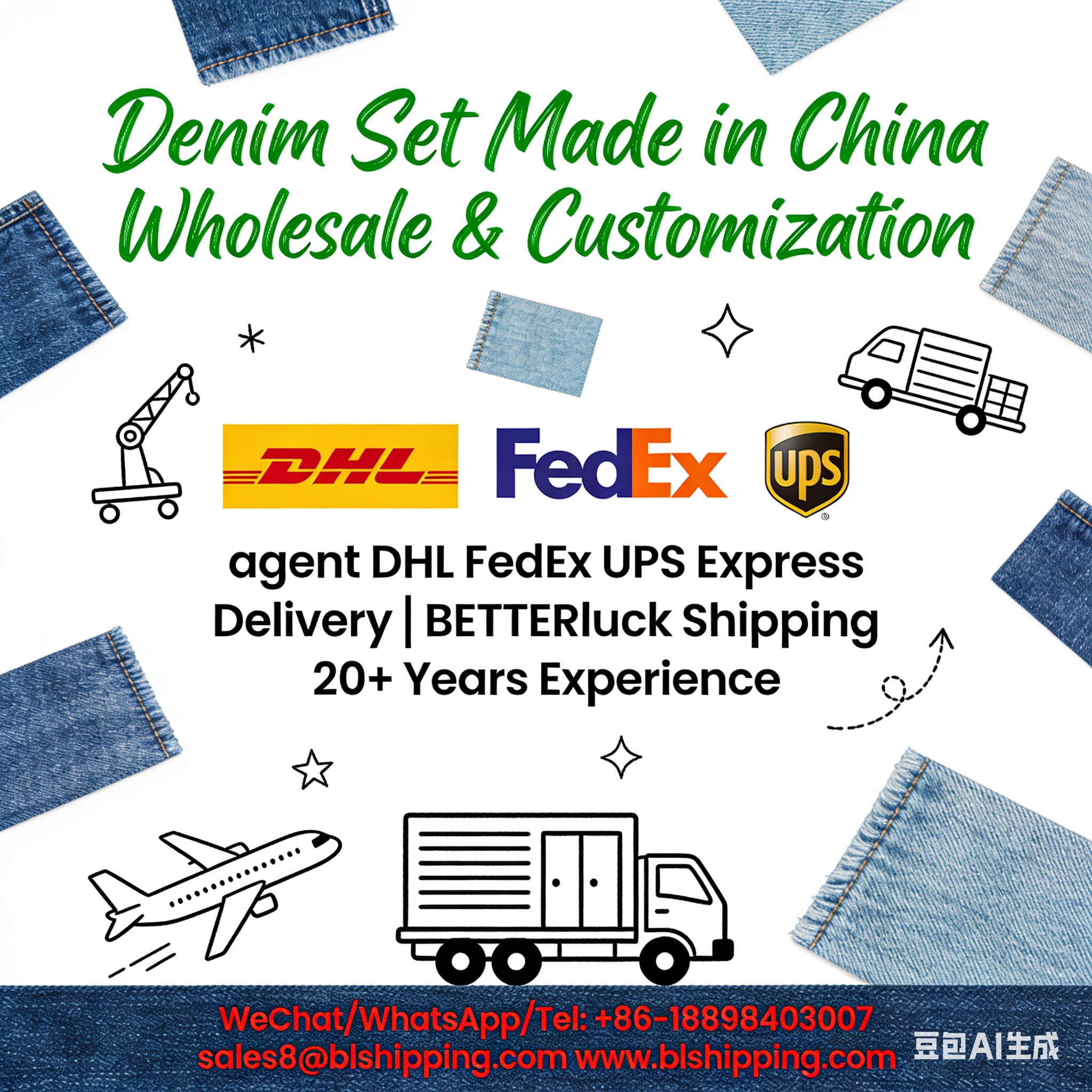 Denim Set Made in China air cargo courier express delivery