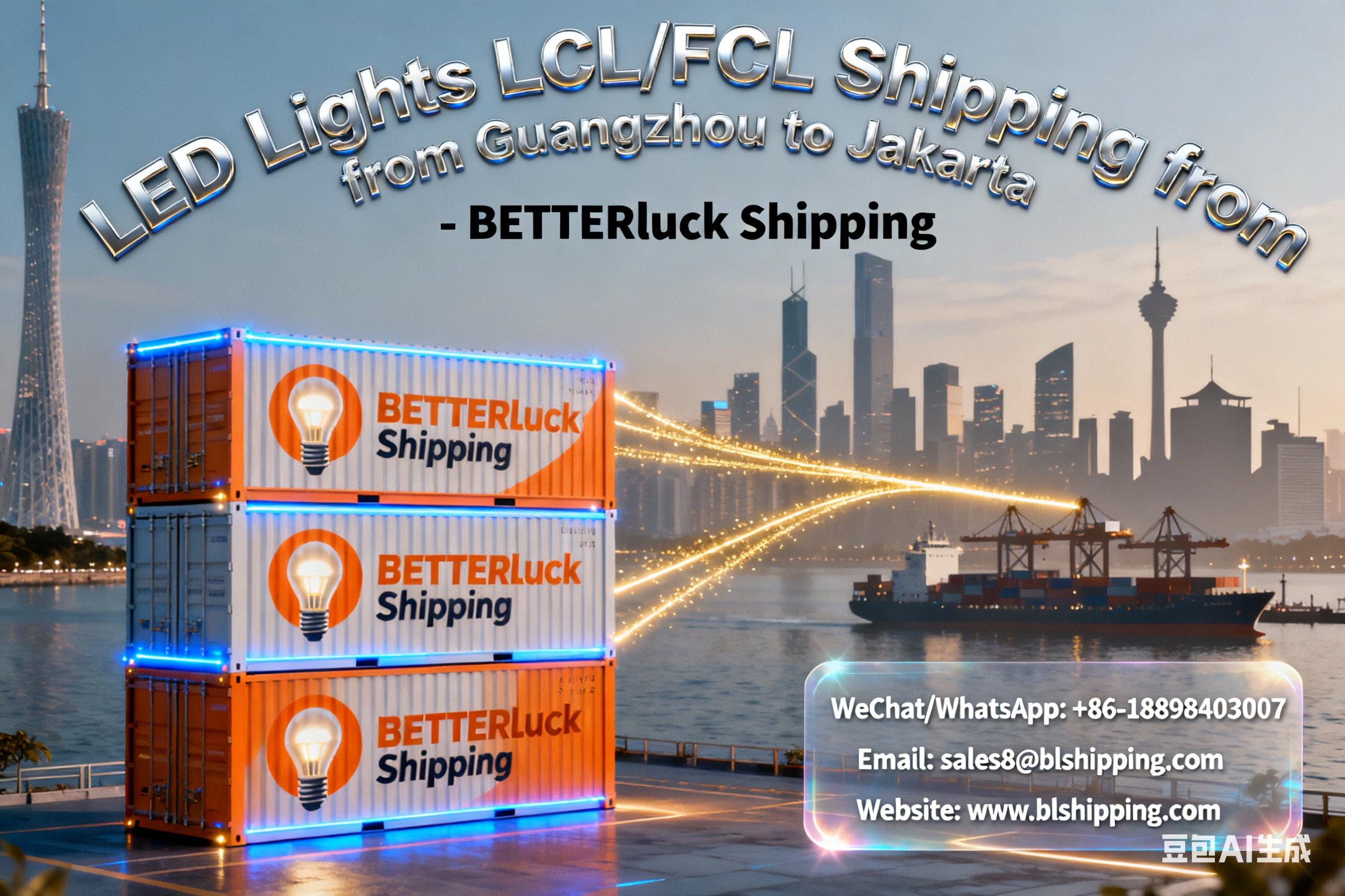LED Lights LCL/FCL Shipping from Guangzhou to Jakarta