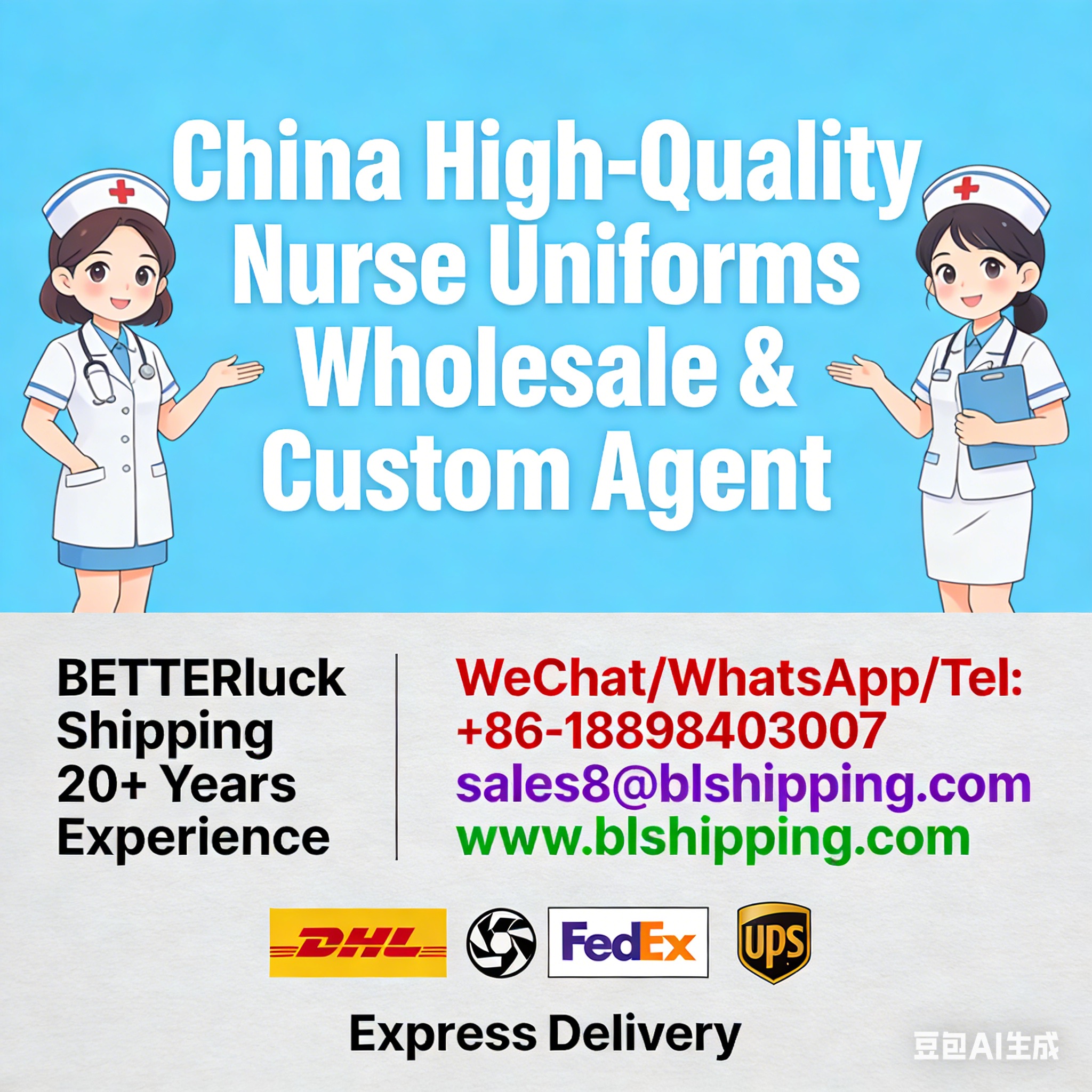 Nurse Uniforms China cargo air express fast delivery to buyer