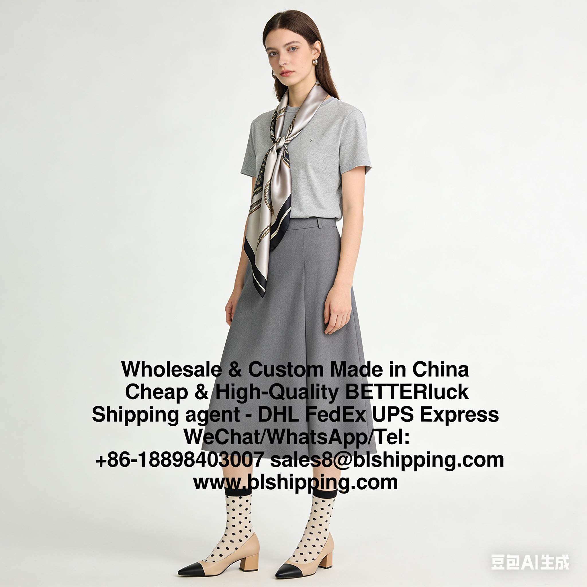 T-shirt Scarf Skirt Heels Outfit China courier express delivery