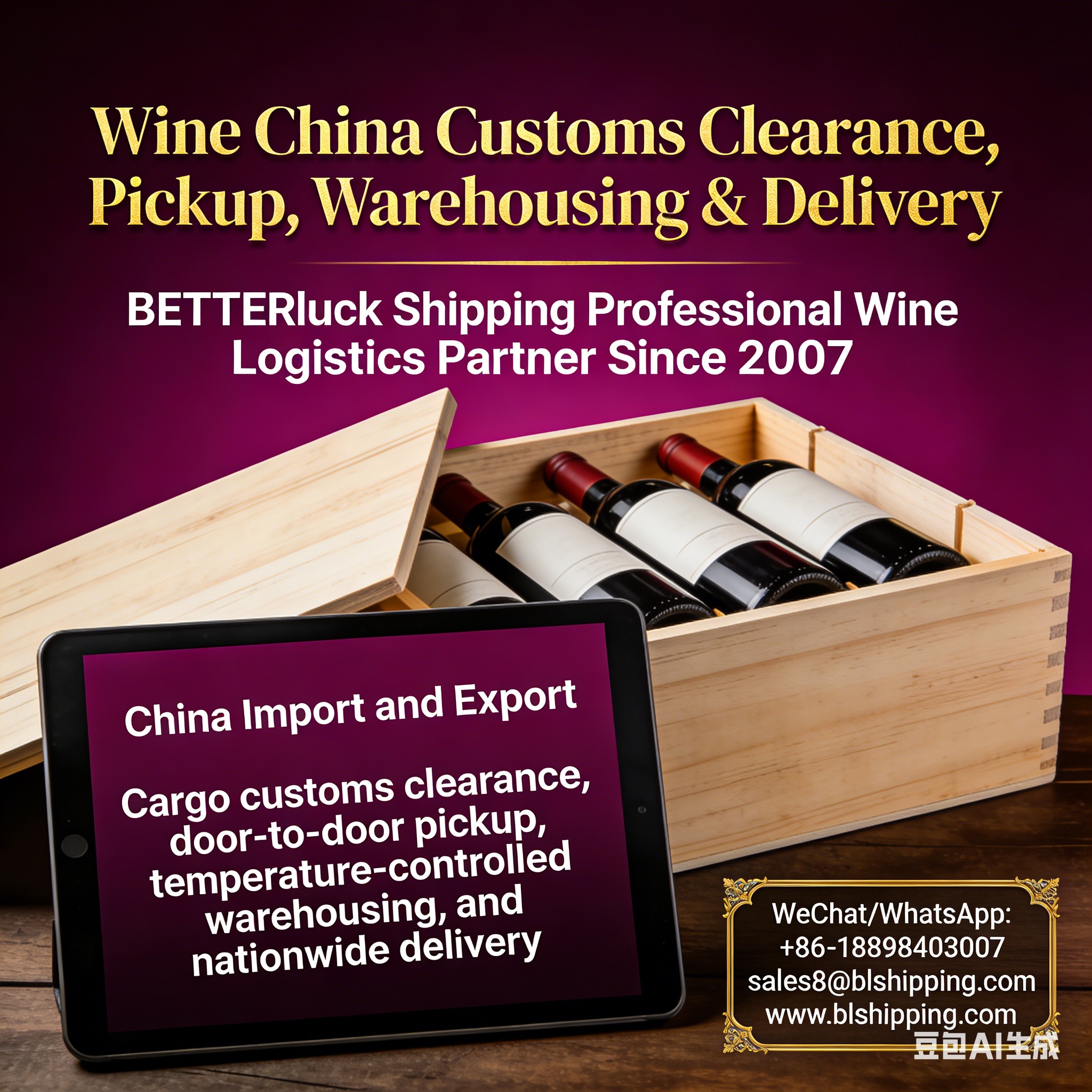 Wine China Customs Clearance, Pickup, Warehousing & Delivery