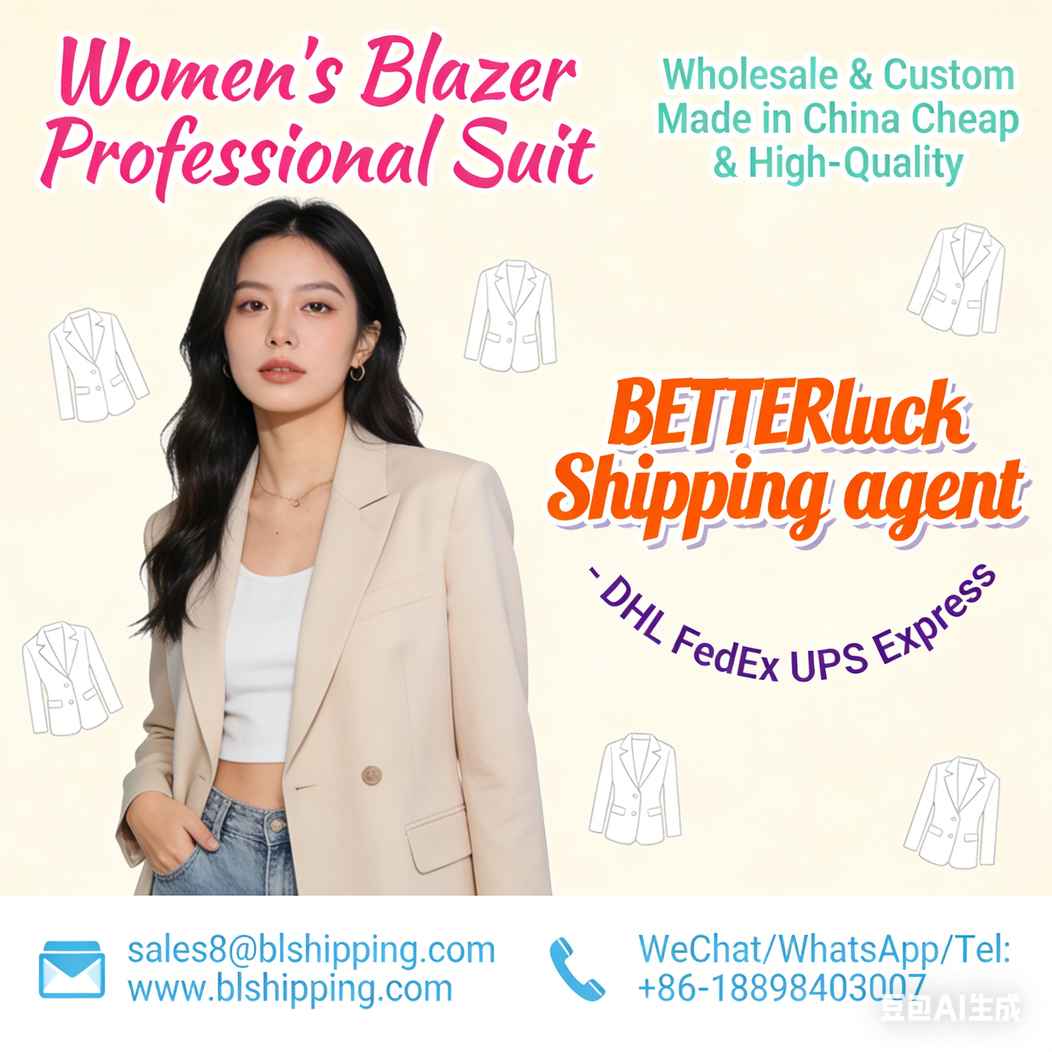 Women's Blazer Professional Suit China air courier express