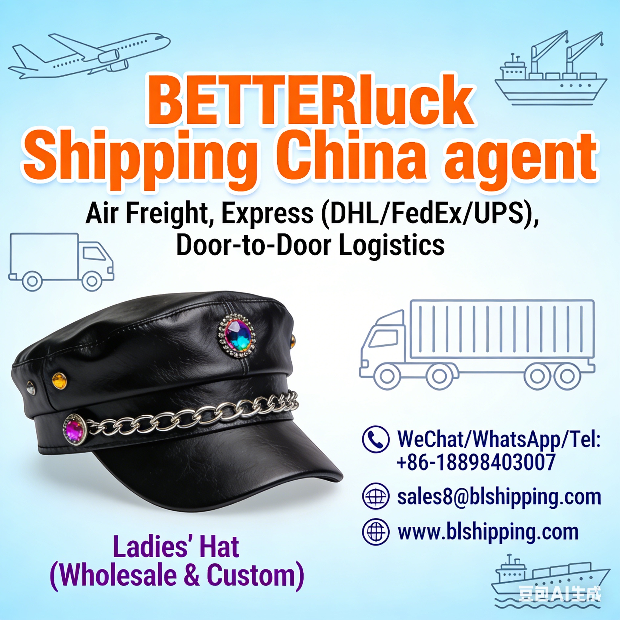 ladies hat from china air freight express door-to-door logistics